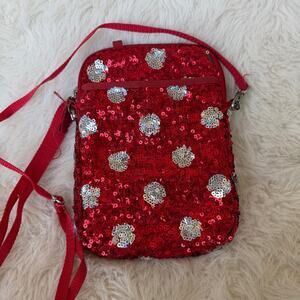Disney Parks Original Minnie Mouse Polka Dot Sequin Crossbody Shoulder Bag Purse